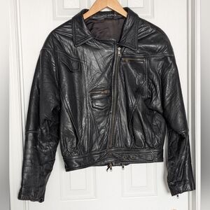 Fox Run Vintage Men's (Medium) Lined Black Leather Motorcycle Jacket